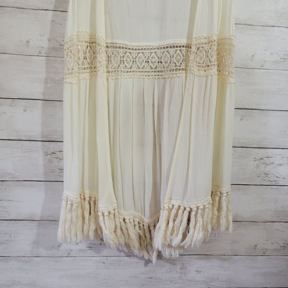 Entro Boho Fringed Cardigan/Cover Up in Cream Size Small - Picture 3 of 10